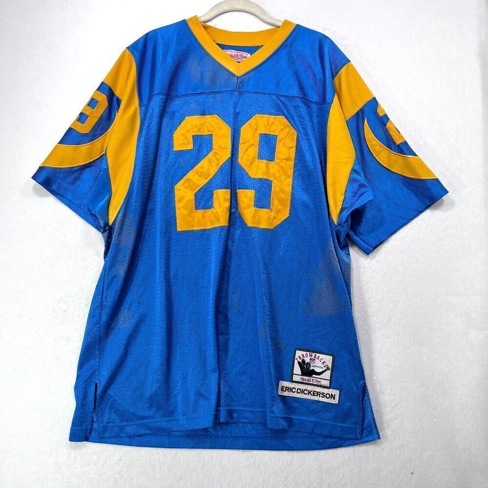 Eric Dickerson Rams Jersey 52 Blue Yellow Mitchell Ness Throwbacks #29 Made USA